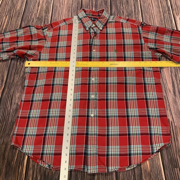 Ralph Lauren Men Blake Red Multicolor Plaid Button Shirt Pony Long Sleeve Large - Picture 9 of 9